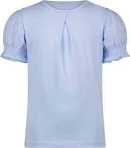 NONO N212-5403 - Meisjes T-shirt - Pofmouwen met borduursels - Maat 134/140