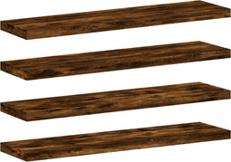 vidaXL - Wandschappen - 4 - st - 40x10x1,5 - cm - bewerkt - hout - gerookt - eikenkleur