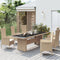vidaXL - Tuintafel - met glazen blad - poly rattan - staal - beige - 240 x 90 x 75 cm