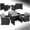 tectake® Wicker Tuinset - Tuinbank en 2 Tuinstoelen - Tafel met Afneembaar Glazen Blad (4 personen)