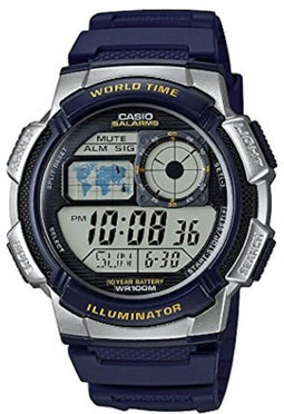 Horloge Heren Casio WORLD TIME ILLUMINATOR - 5 ALARMS, 10 YEAR BATTERY Zwart Grijs (Ø 40 mm) (Ø 43 mm)