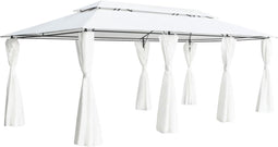 vidaXL - Prieel - met - gordijnen - 180g/m² - 600x298x270 - cm - wit