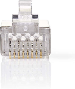 RJ45-Connector - Male - Stranded STP CAT6 - Recht - Verguld - 10 Stuks - PVC - Transparant - Polybag