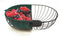 Fruitschaal/fruitmand metaal met inzetbakje zwart/petrol blauw 30 x 20 cm - Fruitschalen/fruitmanden - Draadmand van metaal