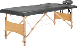 vidaXL - Massagetafel - met - 2 - zones - 186x68 - cm - houten - frame - antraciet