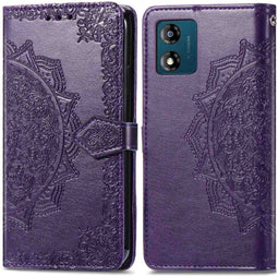 iMoshion Hoesje Geschikt voor Motorola Moto E13 Hoesje Met Pasjeshouder - iMoshion Mandala Bookcase - Paars