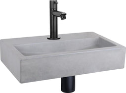 Differnz Flat Fonteinset - Wasbakje met mat zwarte kraan - Beton lichtgrijs - 38 x 24 x 8 cm