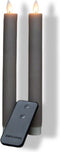 Anna's Collection LED dinerkaarsen - 23 cm - warm wit licht - grijs (2 stuks)
