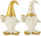 J-Line figuur Kerstman Cadeau Vacht Dolomiet - porselein - wit/goud - large - 2 stuks