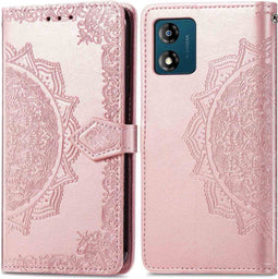 iMoshion Hoesje Geschikt voor Motorola Moto E13 Hoesje Met Pasjeshouder - iMoshion Mandala Bookcase - Rosé Goud