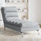 vidaXL - Chaise - longue - met - kussens - stof - lichtgrijs