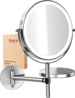 Fraay® Make Up Spiegel 3in1 - LED Verlichting - 10x Vergroting - Chroom