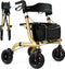 Safe Age® Rollator - Lichtgewicht opvouwbaar - Gevoerde zitting met rugleuning - Goud
