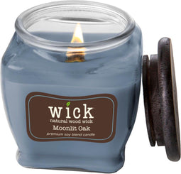 Colonial Candle – Wick Moonlit Oak - 425 gram | geurkaars sojablend | 60 tot 90 branduren | houten knisperlont | kerst en winter geur | kruidig en fris | limoen, bergamot, blauwe eucalyptus, bloemen en hout en tennessee whiskeygeur |