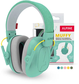 Alpine Muffy Kids Gehoorbescherming kinderen – Oorbeschermers kinderen - Oorkappen kinderen - Verminderd omgevingsgeluid en verhoogd de concentratie - Handig voor in de klas of bij luidruchtige events – Mint – Demping 25 dB