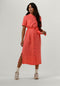 Object Objtilda Isabella S/s Dress - Midi Jurk - Met ceintuur en split - Koraal - Maat 36