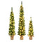 COSTWAY Kunstkerstboom, Set van 3, 90/120/150cm, Warm Witte LED's, Groen