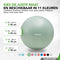 Tunturi Anti Burst Fitnessbal - Yoga bal 65 cm - 220 kg gebruikersgewicht - Incl Pomp en Trainingsapp - Munt