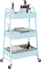 vidaXL - Opbergtrolley - 3-laags - 42x41,5x77 - cm - staal - blauw