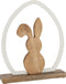 J-Line figuur Konijn Silouette Ei Mango - hout/ijzer - wit/naturel - paasdecoratie