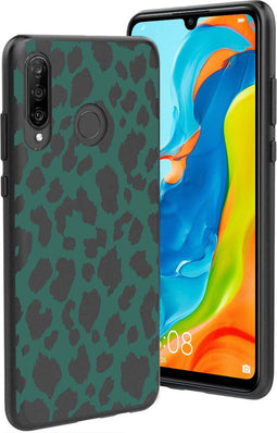 iMoshion Hoesje Geschikt voor Huawei P30 Lite Hoesje Siliconen - iMoshion Design hoesje - Zwart / Meerkleurig / Groen / Green Leopard