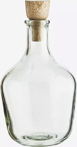 Madam Stoltz Glass Jug w/ wooden lid - set van 3