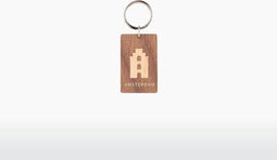 Houten Sleutelhanger - Pakhuis - Walnoot & Esdoorn