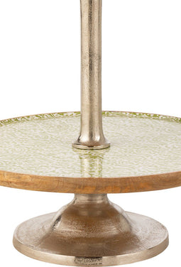 J-Line plateau 3 Verdiepingen Patroon - hout - groen/wit