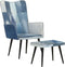 vidaXL Fauteuil met voetensteun patchwork canvas blauw denim
