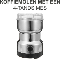 KitchenPrince Koffiemolen met 4 messen - koffiebonen malen - koffiemolen - voedsel vermalen - specerijenmaler - coffeegrinder - gemalen koffie - bonen koffie malen - bonenmaler - koffiemolen voor bonen - koffiezetapparaat - koffie maken