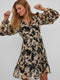 VILA VIRINA KIT L/S SHORT WRAP KNEE DRESS/SU - Wikkeljurk - V-Hals - Maat 38