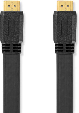 Nedis High Speed HDMI-Kabel met Ethernet - HDMI Connector - HDMI Connector - 4K@30Hz - 10.2 Gbps - 2.00 m - Plat - PVC - Zwart - Envelop