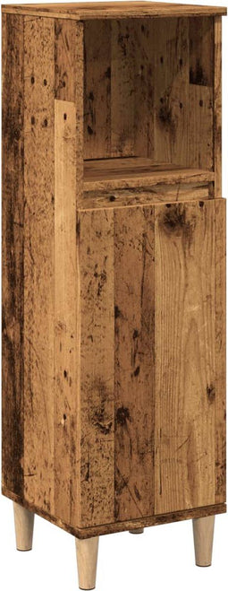 vidaXL - Badkamerkast - 30x30x100 - cm - bewerkt - hout - oud - houtkleurig