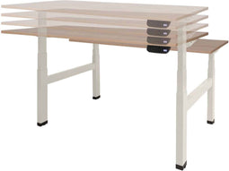 Dextro plus duo zit/sta 160x80cm, electrisch hoogte verstelbare werkplek, H-poot frame. Frame kleur wit (RAL9010) en blad Honey Castello