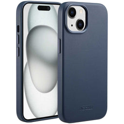 Accezz MagSafe Leather Backcover - Krasbestendig - Donkerblauw (iPhone 15)