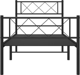 vidaXL - Bedframe - met - hoofd- - en - voeteneinde - metaal - zwart - 90x200 - cm