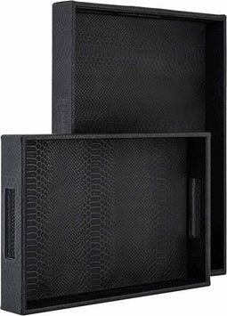 Richmond Interiors Dienblad Blane zwart croco set van 2 (Black)