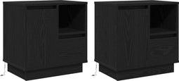 vidaXL - Nachtkastjes - met - LED - 2 - stuks - Zwart - Eik - 50x34,5x50 - cm