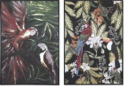 Schilderij DKD Home Decor 83 x 4,5 x 122,5 cm 83 x 4,5 x 123 cm Papegaai Tropisch (2 Stuks)