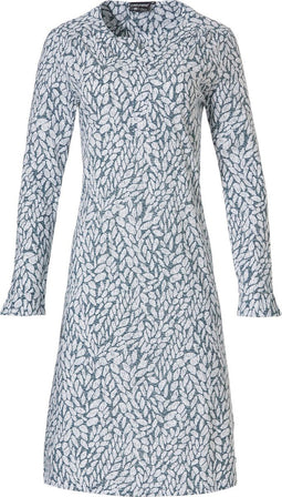 Pastunette Deluxe - 15202-381-4 - Nachthemd met blader print - Wit Blauw - Maat 44