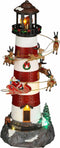 Luville Kerstdorp Kerst vuurtoren - 13.5x14x35 cm - Polyresin - Rood