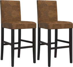 vidaXL - Barstoelen - 2 - st - massief - rubberhout - en - stof