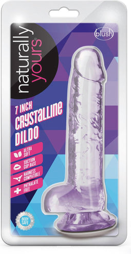 Blush Dildo Love Toy Naturally Yours 7" Crystalline Dildo Amethyst Paars