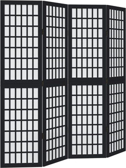 vidaXL - Kamerscherm - met - 4 - panelen - massief - paulowniahout - zwart