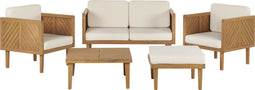 Beliani BARATTI - Loungeset voor 4 - Lichte houtkleur - Acaciahout