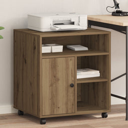 vidaXL - Printerstandaard - met - wielen - Artisan - Eiken - 60x50x67 - cm