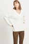 Vila Viril - Oversize V-neck Knit Top - Viscose/Polyamide/Polyester - Wit (Alyssum) Dames Maat - XS