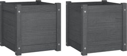vidaXL - Plantenbakken - 2 - st - 40x40x40 - cm - massief - grenenhout - grijs