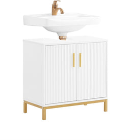 SoBuy BZR179-W - Onderkast - Wastafelmeubel met 2 compartimenten - Wit