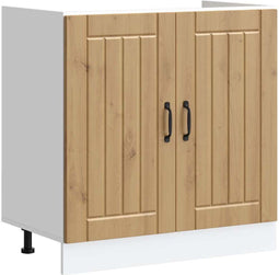 vidaXL - Spoelbakonderkast - Lucca - bewerkt - hout - artisanaal - eikenkleur